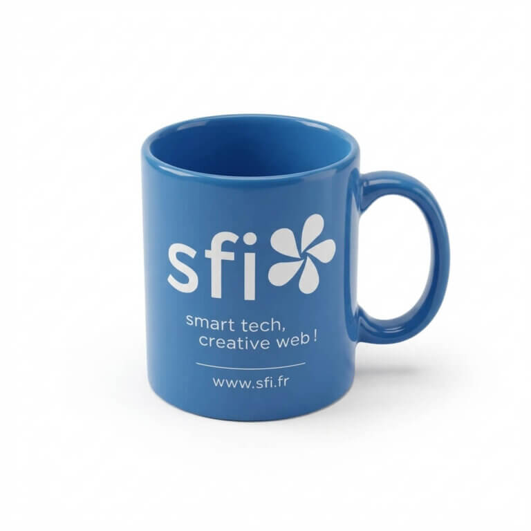 Tasse SFI sur fond blanc