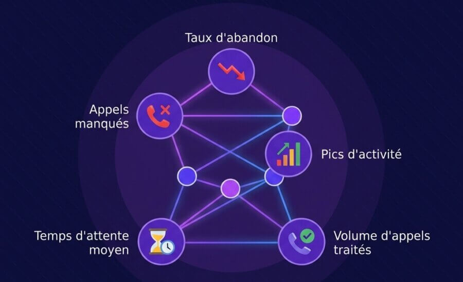 Taux d’abandon, appels manqués, pics d’activité : les 5 KPIs téléphoniques essentiels